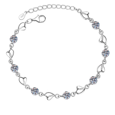 StarGems® Heart-Shape 3.5cttw Moissanite 925 Sterling Silver Platinum Plated Adjustable Bracelet For Women BX027