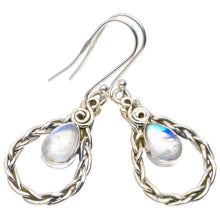 StarGems  Natural Rainbow Moonstone Handmade Unique 925 Sterling Silver Earrings 1.75" A2415