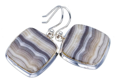 StarGems  Natural Zebra Calcite Handmade 925 Sterling Silver Earrings 1.5