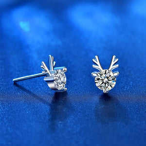 StarGems  0.5ct Moissanite 925 Silver Platinum Plated Deer Stud B4637