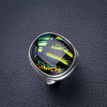 StarGems® Natural Rainbow Dichroic Glass Handmade 925 Sterling Silver Ring 4.5 D5234