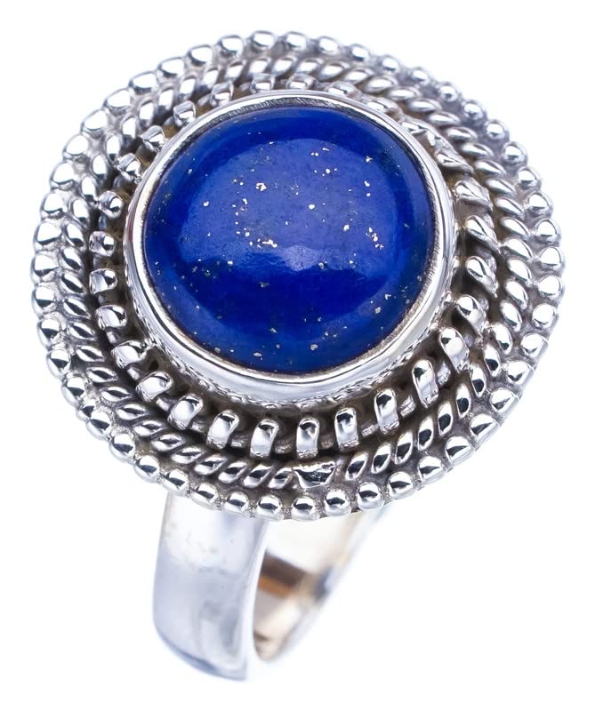 StarGems  Natural Lapis Lazuli Handmade 925 Sterling Silver Ring 8 F1825