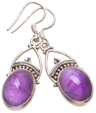 StarGems  Natural Amethyst Handmade Vintage 925 Sterling Silver Earrings 1 1/2