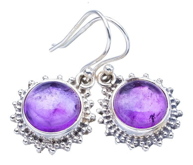 StarGems  Natural Amethyst Handmade 925 Sterling Silver Earrings 1.25