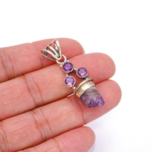 StarGems  Natural Amethyst Boho Style 925 Sterling Silver Pendant 1 3/4" S0105