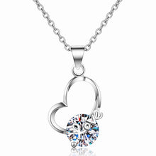 StarGems  "Love Heart-Shape 2ct Moissanite 925 Silver Platinum Plated Necklace 40+5cm NX016