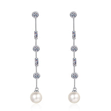 StarGems® 8mm AAAA Pearls&Tassel 0.018cttw Moissanite 925 Silver Platinum Plated Stud Earrings EX072