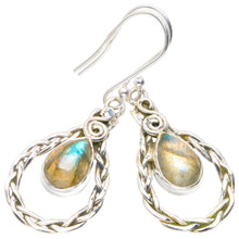 StarGems  Natural Blue Fire Labradorite Handmade Unique 925 Sterling Silver Earrings 1.75" A2319