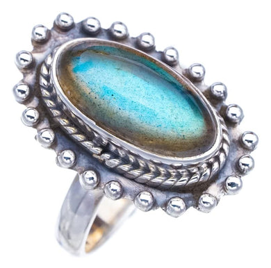 StarGems® Natural Labradorite Handmade 925 Sterling Silver Ring 7.75 F2979