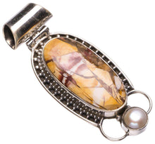 StarGems  Natural Brecciated Mookaite and River Pearl 925 Sterling Silver Pendant 1 3/4" T1217