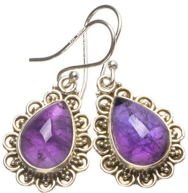 StarGems® Natural Amethyst Handmade Vintage 925 Sterling Silver Earrings 1 1/4