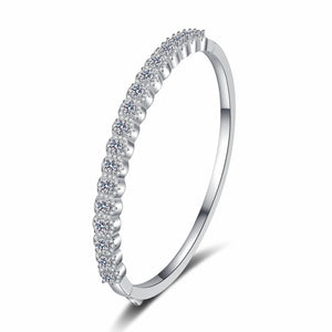 StarGems® Minimalism 2.48cttw Moissanite 925 Sterling Silver Platinum Plated Bangle Bracelet For Women BX005