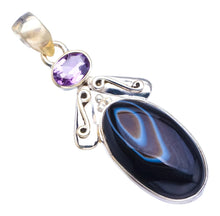 StarGems  Natural Botswana Agate and Amethyst Punk Style 925 Sterling Silver Pendant 2" S1235