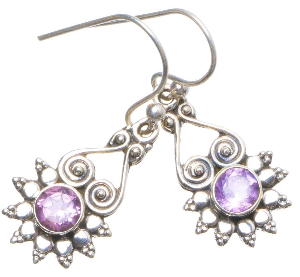 StarGems  Natural Amethyst Handmade Unique 925 Sterling Silver Earrings 1.25