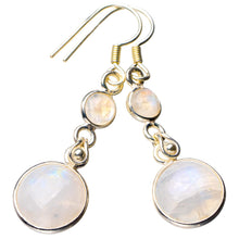 StarGems® Natural Rainbow Moonstone Handmade 925 Sterling Silver Earrings 1.5" D7288