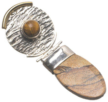 StarGems® Natural Two Tones Picture Jasper Handmade Unique 925 Sterling Silver Pendant 2" T1978