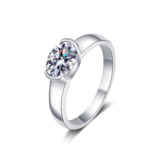 StarGems® Pigeon Egg Simplism 1.5ct Moissanite 925 Silver Platinum Plated Ring RX022