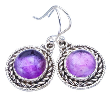 StarGems  Natural Amethyst Handmade 925 Sterling Silver Earrings 1.25