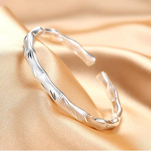 StarGems® Opening Polished Carved Heart Sutra Handmade 999 Sterling Silver Bangle Cuff Bracelet For Women Cb0018