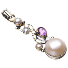 StarGems  Natural River Pearl And Amethyst Handmade 925 Sterling Silver Pendant 2.25" D5796