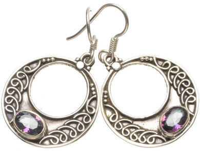 StarGems  Natural Mystical Topaz Handmade Unique Half-Moon Shape 925 Sterling Silver Earrings 1 1/2