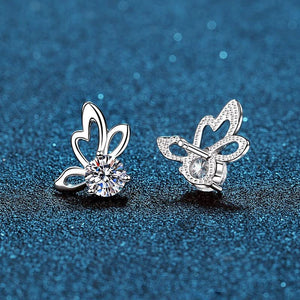 StarGems  0.5ct Moissanite 925 Silver Platinum Plated butterfly Stud B4684