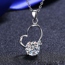 StarGems® "Love Heart-Shape 2ct Moissanite 925 Silver Platinum Plated Necklace 40+5cm NX016