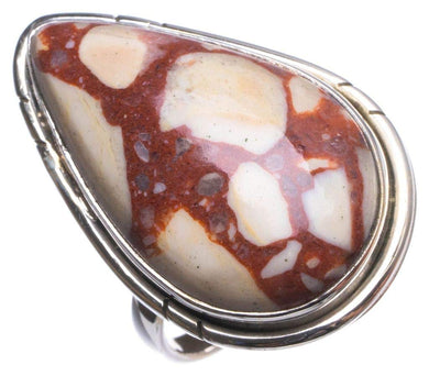 StarGems® Natural Brecciated Mookaite Handmade Unique 925 Sterling Silver Ring, US Size 6.5 T7698