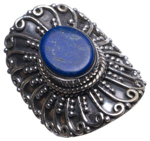 StarGems  Natural Lapis Lazuli Handmade Indian 925 Sterling Silver Ring, US Size 8 T6427