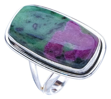 StarGems  Natural Ruby Zoisite Handmade 925 Sterling Silver Ring 8.75 F1605