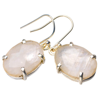 StarGems® Natural Rainbow Moonstone Handmade 925 Sterling Silver Earrings 1.25