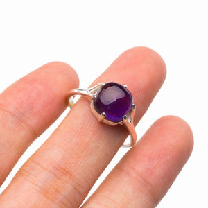 StarGems® Natural Amethyst Handmade 925 Sterling Silver Ring 8 D4780