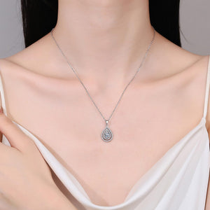 StarGems® Double-Layer Teardrop 1ct Moissanite 925 Silver Platinum Plated Necklace 40+5cm NX022