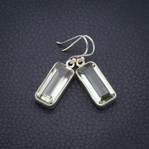 StarGems  Natural Green Amethyst Handmade 925 Sterling Silver Earrings 1.5" F5823