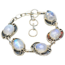 StarGems  Natural Rainbow Moonstone Handmade Unique 925 Sterling Silver Bracelet 6-7" B4245