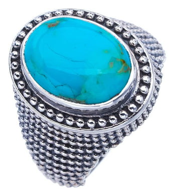 StarGems® Natural Turquoise Handmade 925 Sterling Silver Ring 7.75 F0447