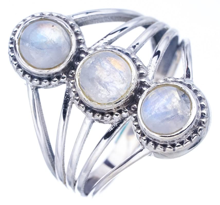 StarGems® Natural Moonstone Handmade 925 Sterling Silver Ring 10.25 F0667