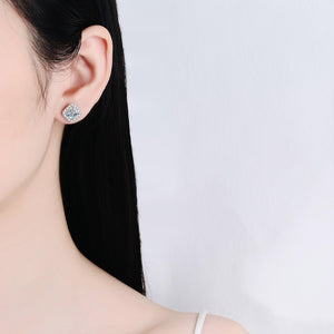 StarGems® Square Cushion Cut 1ct×2 Moissanite 925 Silver Platinum Plated Stud Earrings EX030