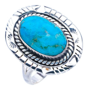 StarGems  Natural Turquoise Pigeon Wings Handmade 925 Sterling Silver Ring 10.5 F0421