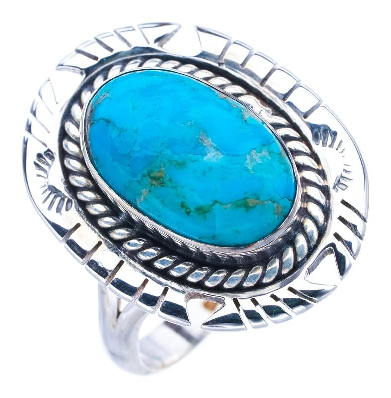 StarGems  Natural Turquoise Pigeon Wings Handmade 925 Sterling Silver Ring 10.5 F0421