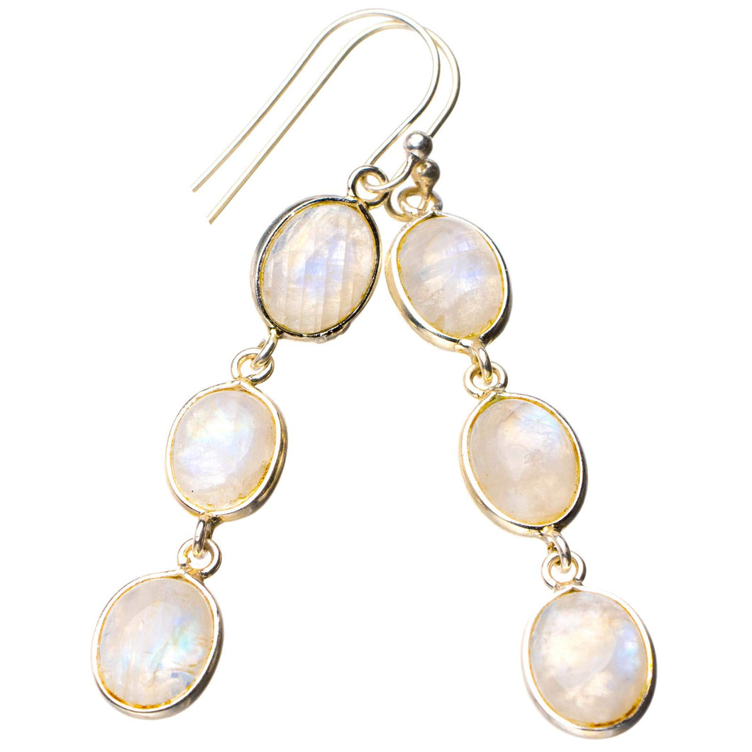 StarGems  Natural Rainbow Moonstone Handmade 925 Sterling Silver Earrings 2