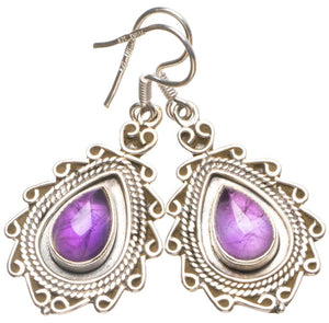 StarGems  Natural Amethyst Handmade Unique 925 Sterling Silver Earrings 1 1/2" T5133