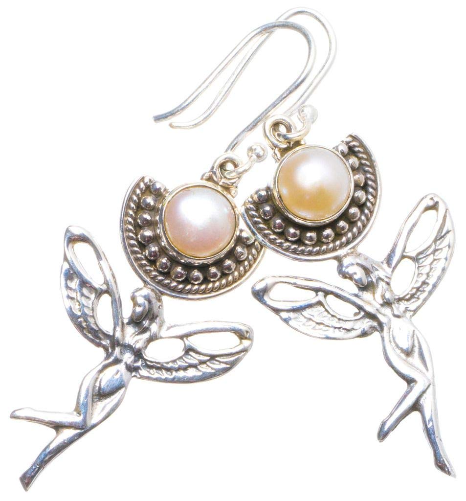 StarGems  Natural River Pearl Handmade Unique Fariy Shape 925 Sterling Silver Earrings 2