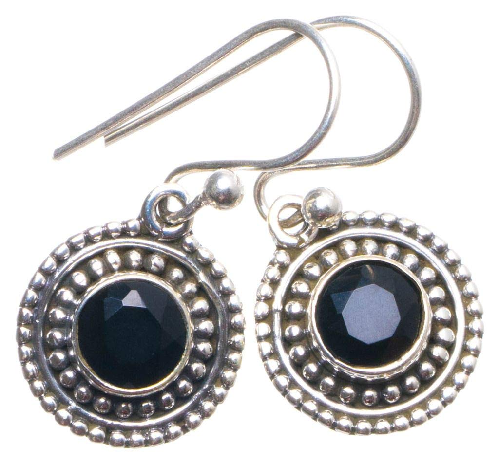 StarGems  Natural Black Onyx Handmade Unique 925 Sterling Silver Earrings 1