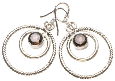 StarGems® Natural Smoky Quartz Handmade Unique 925 Sterling Silver Earrings 1 1/2