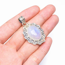 StarGems  Natural Rainbow Moonstone Handmade Unique 925 Sterling Silver Pendant 1.75" B4165