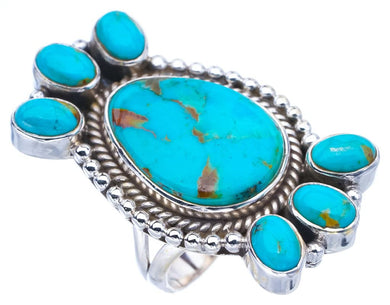 StarGems  Natural Turquoise Handmade 925 Sterling Silver Ring 6.25 F0445