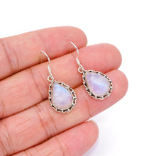 StarGems  Natural Rainbow Moonstone Punk Style 925 Sterling Silver Earrings 1 1/4" S1316