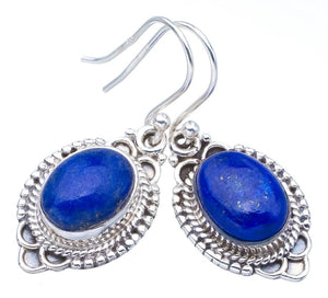 StarGems  Natural Lapis Lazuli Handmade 925 Sterling Silver Earrings 1.5" F5648