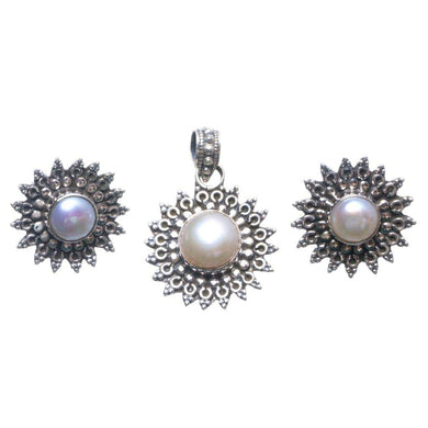 StarGems  Natural River Pearl 925 Sterling Silver Jewelry Set, Earrings Stud:3/4